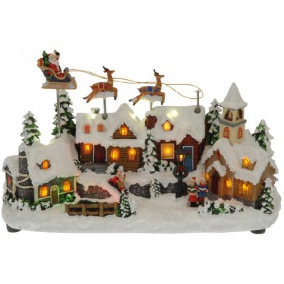 Kerstdorp met bewegende arreslee